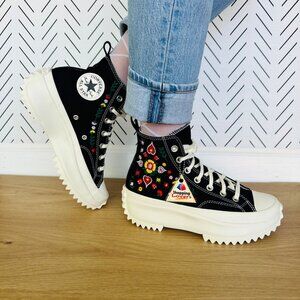 Rare Converse Run Star Hike Hi 6.5 Women Shoes Floral Embroidery Sneaker A02192C